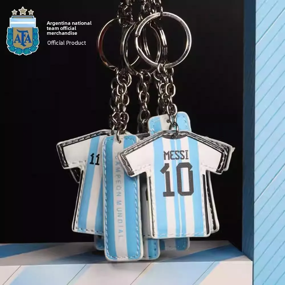 Official Argentina National Team Messi Jersey Keychain,  Souvenir Pendant, Authentic Soccer Memorabilia Gift