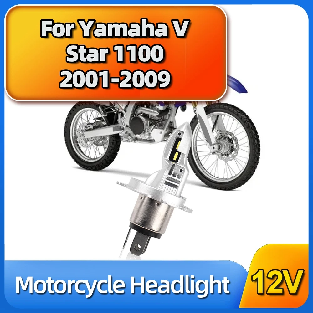 Bombilla de faro Led H4 para motocicleta, Hi/Lo, 30000LM, 50W, Yamaha V Star 1100, 2001, 2002, 2003, 2004, 2005, 2006, 2007, 2008, 2009, 1 unidad