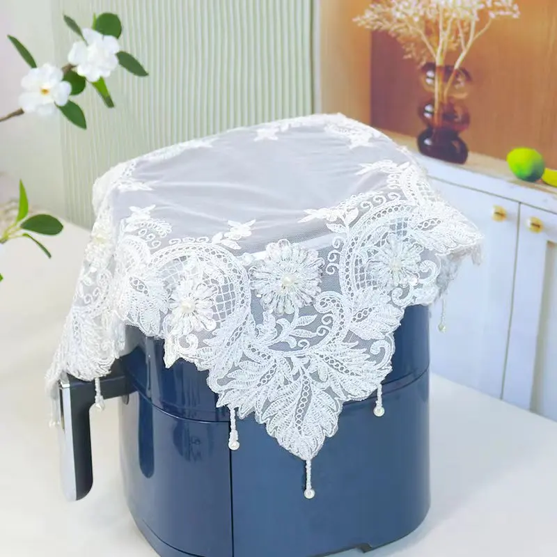 NEW white beads flowers Embroidery table cloth cover wedding party tablecloth kitchen Christmas Table decoration and accessories