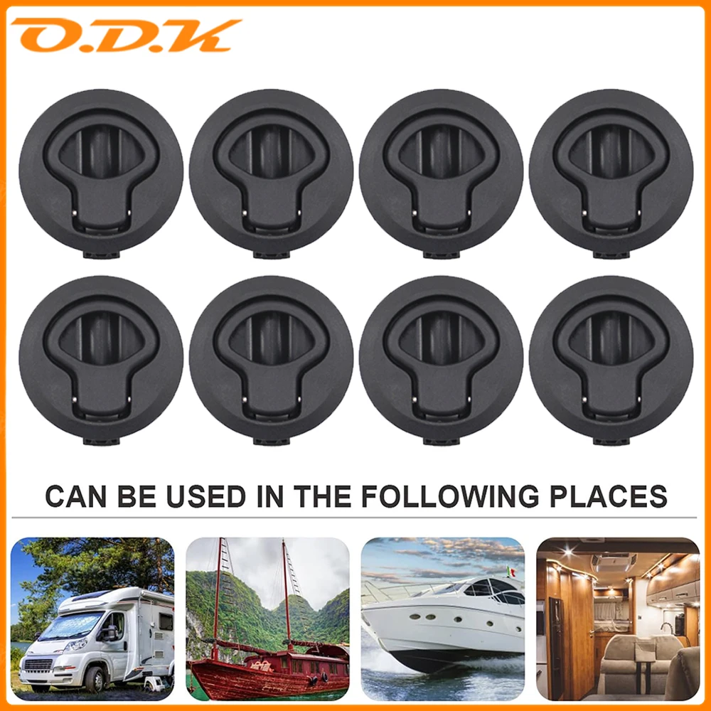 

8Pcs Round Flush Pull Slam Latch for RV Boat Marine Deck Hatches Lift Pull Handle Non Key Marine Deck Locker