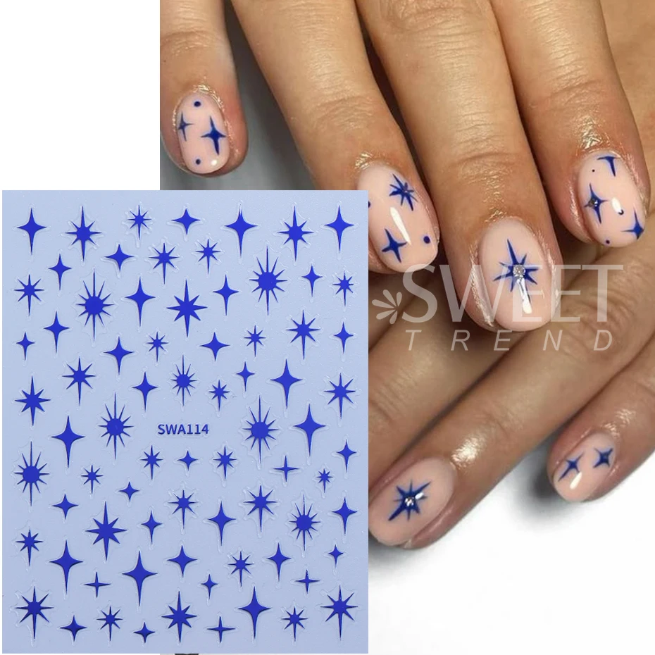 6 Stück Y2K Gold Silber Stern Nagelaufkleber 3D Metallic Laser Sternenlicht Sliders Unregelmäßiger Stern selbstklebende Nagelaufkleber Maniküre Dekor