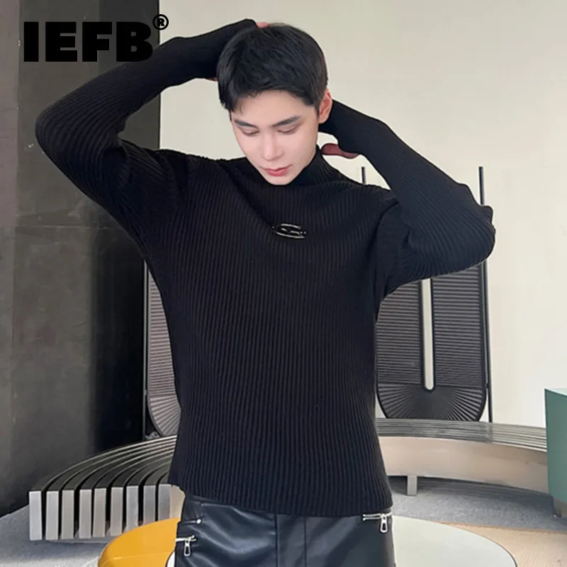 

IEFB Men's Sweater Fashion Pullovers Autumn Winter Slim Male Sweter Niche Design Knit Tops Personalized Korean Style New 9C2550