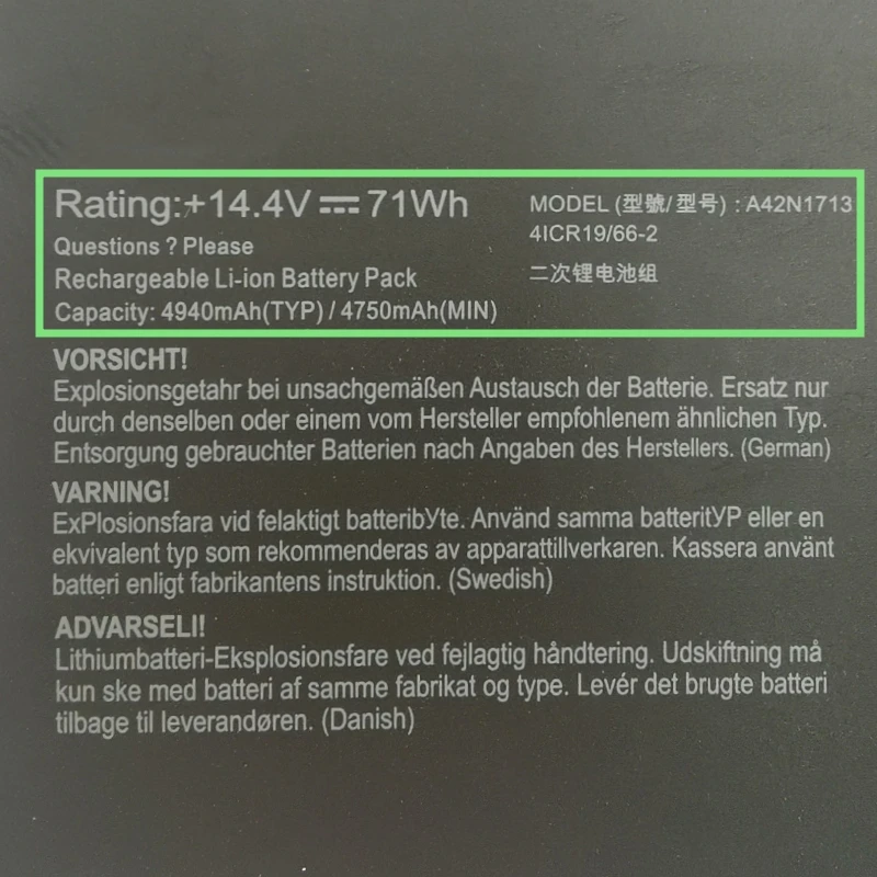 New A42N1713 A42L85H A42N1830 A42LK4H Battery For Asus ROG Chimera G7A G7B G753 G7CX G703GX G703GI GX703V G7AI7700 G7AI7820 XS71