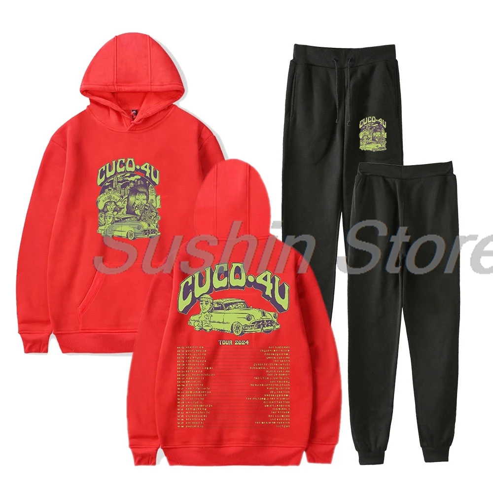 Cuco 4U Tour 2024 Merch Hoodie Jogger Celana dua potong Set kaus + celana olahraga pria wanita Set