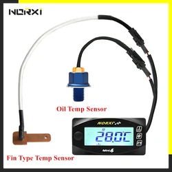 Motorcycle MINI 4 DUAL TEMP METER Oil Temperature Fin Type Temperature Voltage Time motorcycle temperature probe