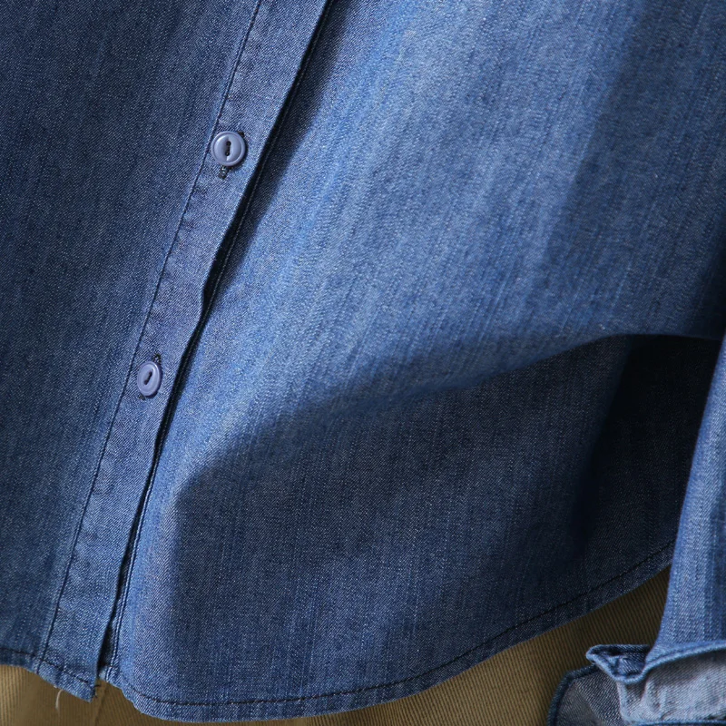 قميص دينيم نسائي بأكمام طويلة لفصلي الربيع والخريف، مقاس كبير، ياقة مطوية، أزرار أمامية، طبقة أساسية، قميص عصري، توب أنيق من ...