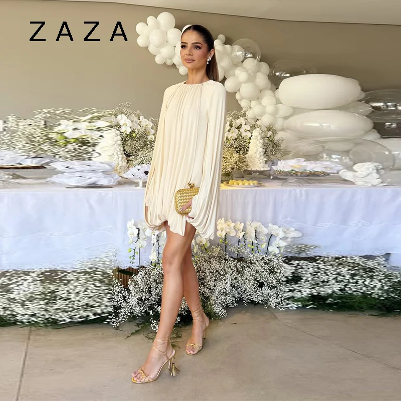 Chique elegante camada capa mini vestido fino ajuste o pescoço curto robes plissado hem festa vestidos 2025 vestidos de noite femininos