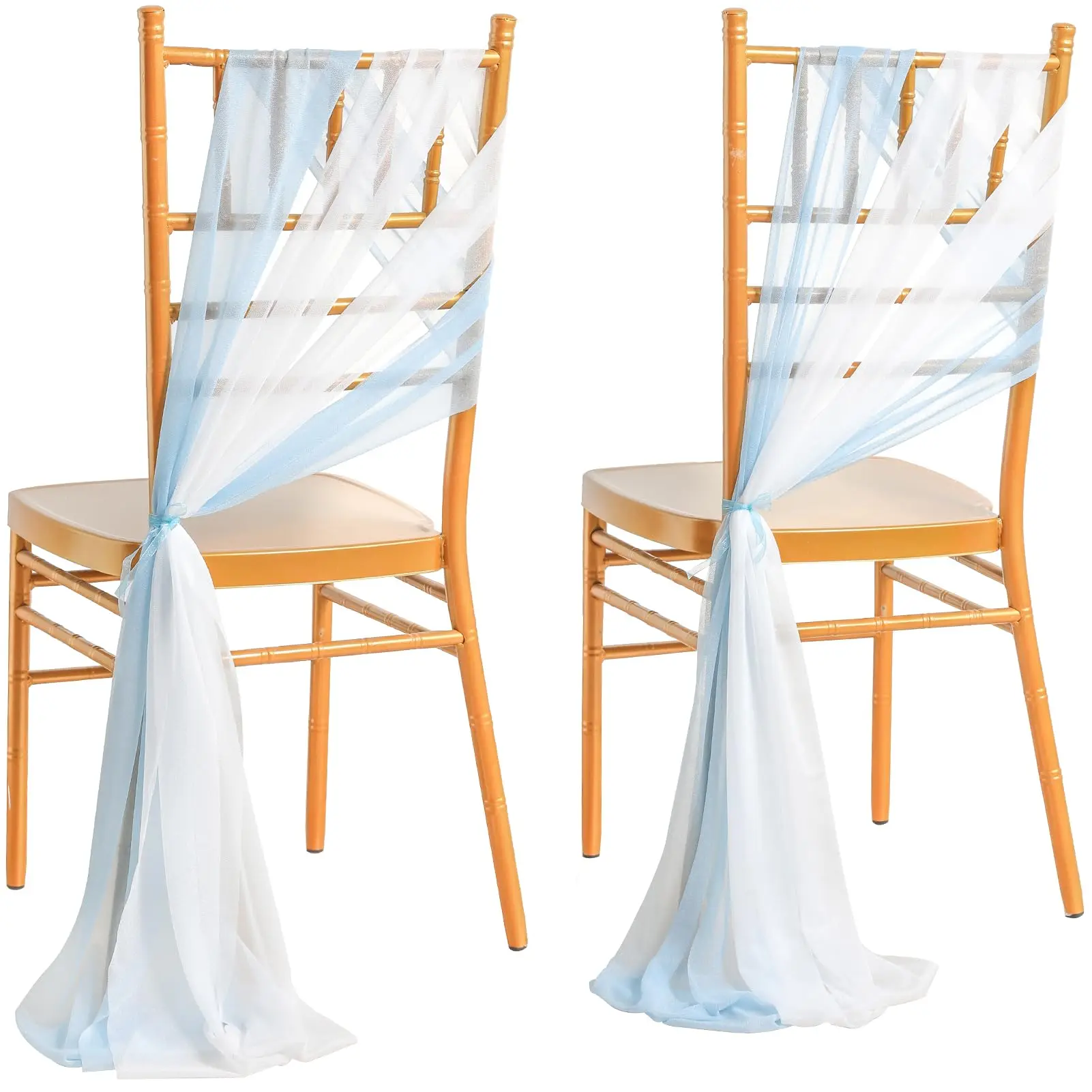 12PCS Like Chiffon Chair Sashes Wedding Chair Decoration 17x250cm for Wedding Aisle Decorations Party Banquet Event Baby Shower