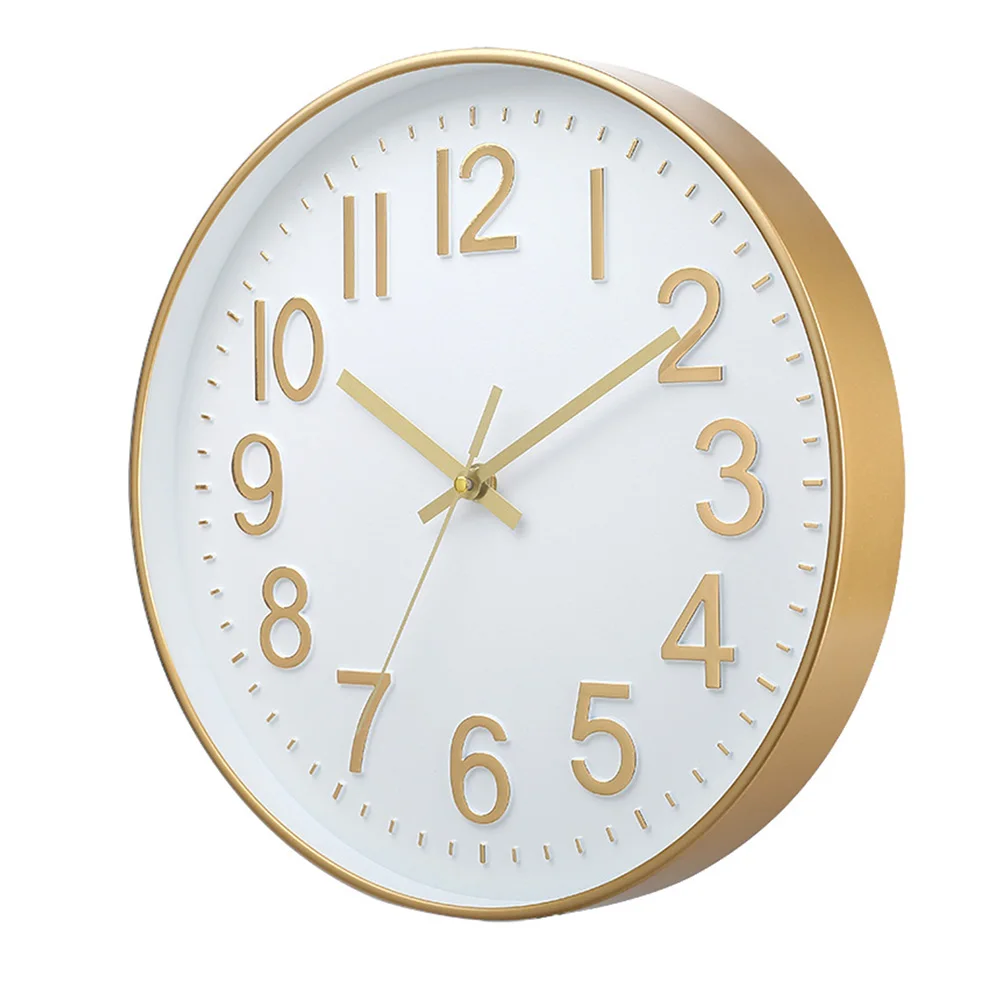 Modern Clock 12inch 30cm Non Ticking Clock 3D Arabic Numerals Compact Size Easy Reading High-Transparent Glass Office Use