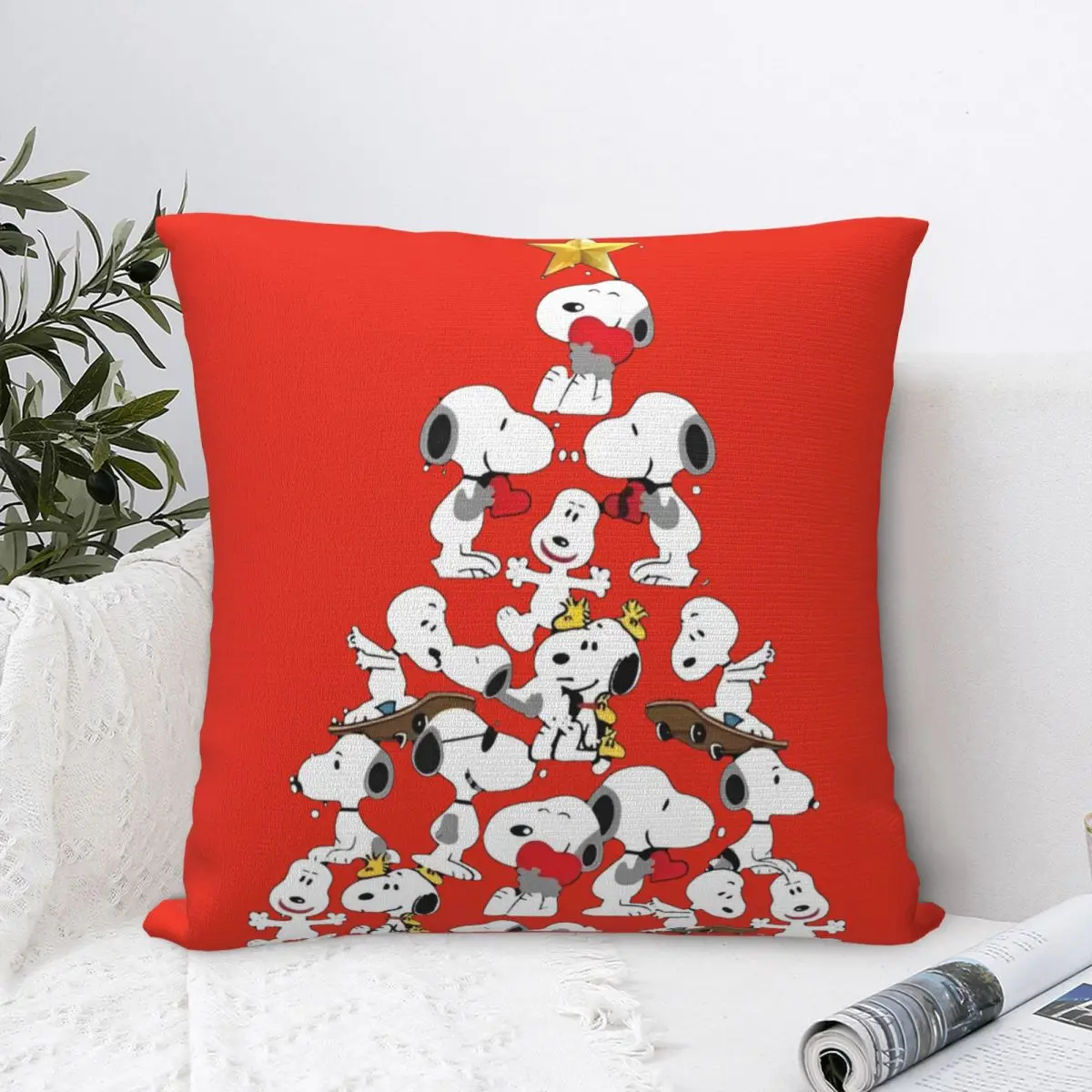 Christmas Snoopy Cartoon Pillow Cover Woodstock Peanuts Charlie Brown Pillow Case Cushion Cover Pillowcases For Home Decoration