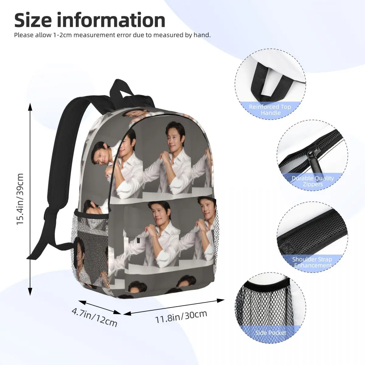 Lee Byung Hun Actor Backpack Student Boys Girls BookBag Men Women School Bag Laptop Shoulder Bags