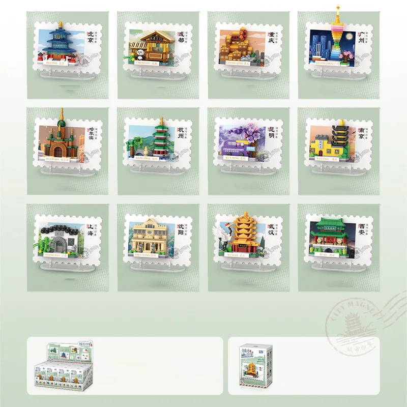 

LOZ Building Blocks Refrigerator Magnets Street Scene Series City DIY Architectural Model Assembly Toy Ornaments Birthday Gifts