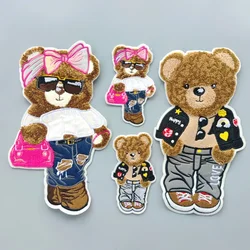 Embroidery Chenille Patch,Bear Animal Cartoon Number Badges,small Bears Appliques Girls Skateboard Patches for Clothing WF2511