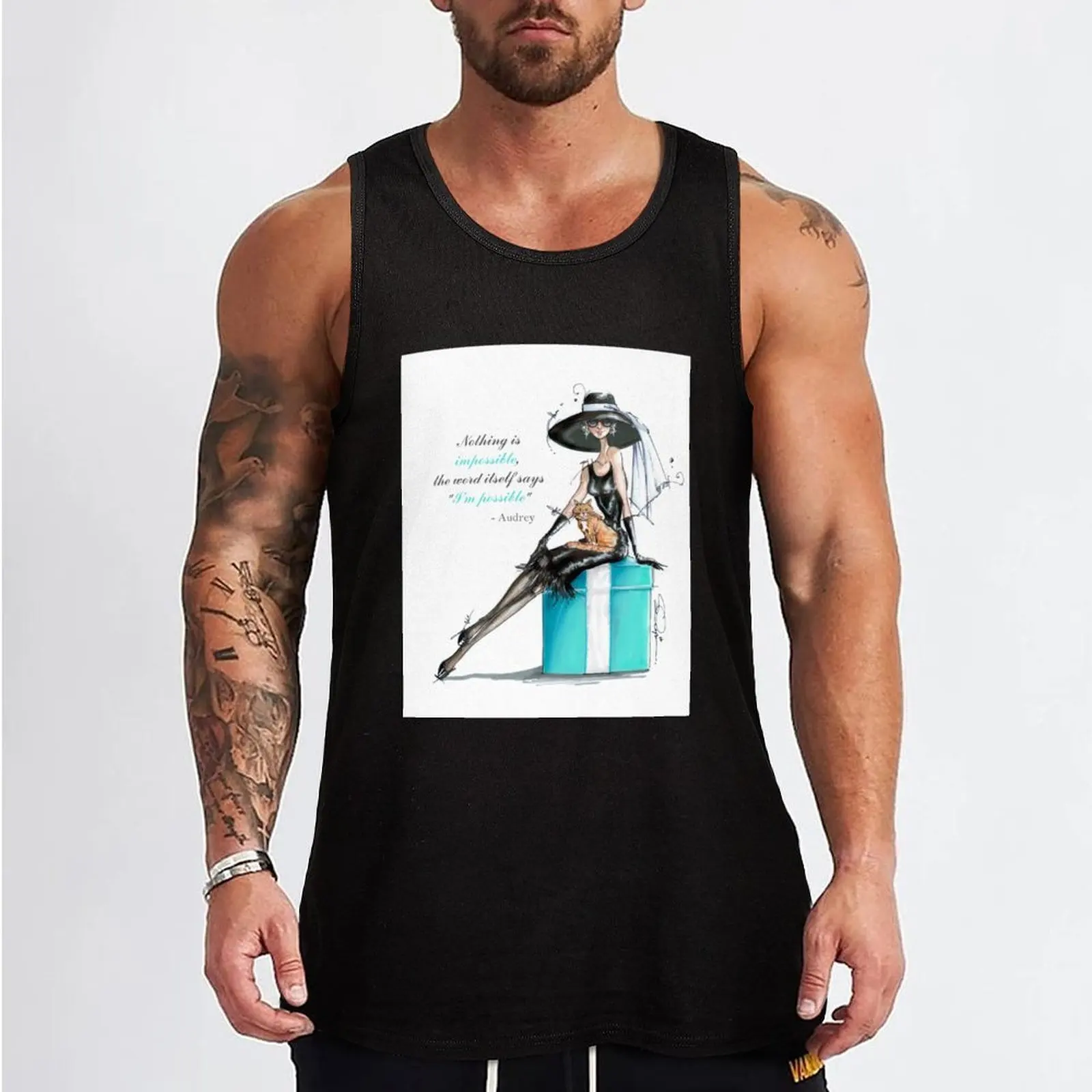 Audrey fashion illustration - Nothing is impossible! Tank Top Casual Print Tank Top Daily Graphic Sleeveless Wear
