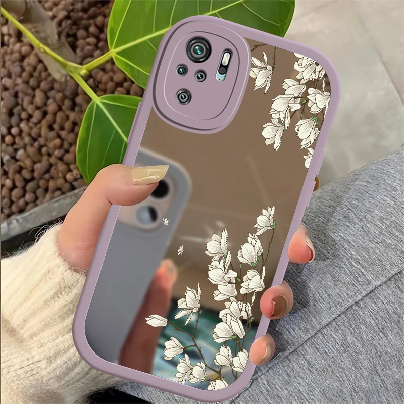 Korea Cute Flower Case for Xiaomi Redmi Note 10 Pro Max 10S 9S 9Pro 8 7 Pro Fashion Mirror Shockproof Soft TPU Phone Shell