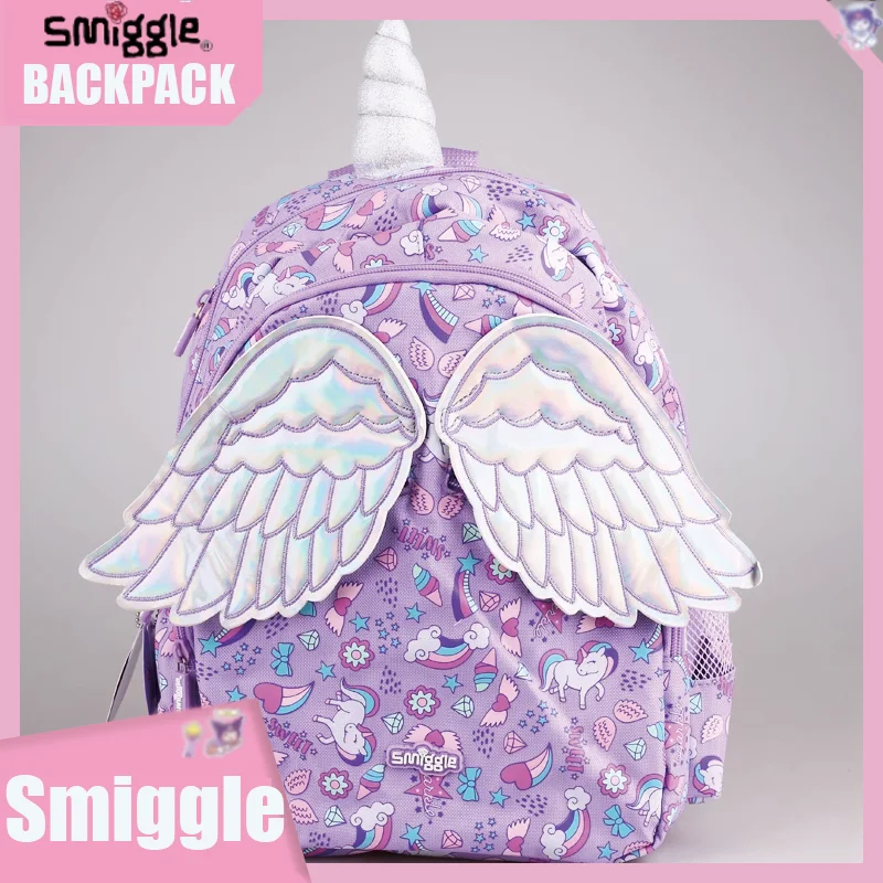 

Новый австралийский рюкзак Smiggle среднего размера с фиолетовыми крыльями единорога, рюкзак Caeroon, офисные канцелярские товары, школьные сумки для детей, подарок