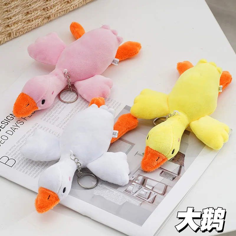 Porte-clés d'oie en peluche de dessin animé, oreiller de beurre, jouets de canard moelleux, animal mignon, 1PC