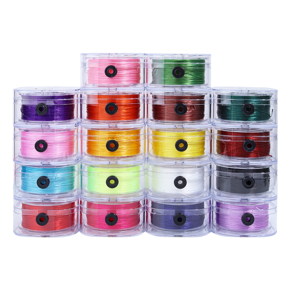 1Roll Elastic Beaded Rope Square Transparent Box Colorful Beaded Cord Elastic Wire for Bracelet Necklace Jewelry Accessories