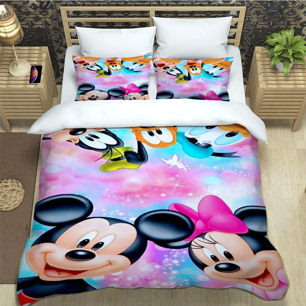 Disney Cartoon Mickey Minnie Mouse Bedding Sets exquisite bed supplies set duvet cover bed comforter set bedding set luxury