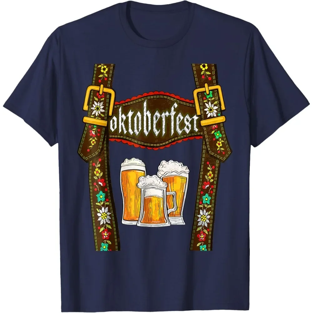 Lederhosen الحمالات مهرجان أكتوبر التي شيرت البافارية ميونيخ البيرة رجالي جودة عالية س الرقبة قمم تي شيرت للجنسين الشارع الشهير
