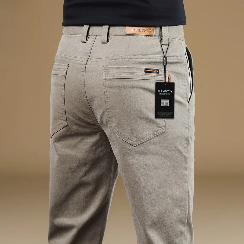 

Khaki Color Casual Pants Men's Slim Fit Spring New Sle Trendy Versatile Long Pants Brand Cotton Polyester Elastic F...