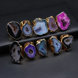 1PC Natural Semiprecious Stone Random Irregular Mineral Gem Adjustable Ring Women's Jewelry Accessories Gift
