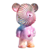 Graffiti Bear Electric Fan USB Rechargeable Air Cooling Fan Electroplating Gradient 3-speed for Home Office Study