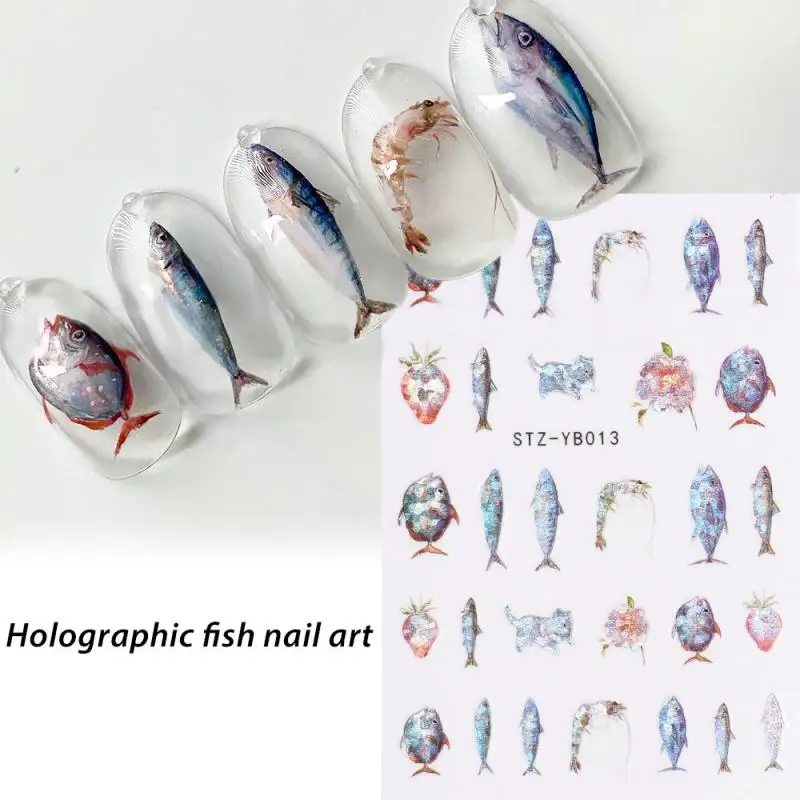 Non tossico Little Man Sticker Nail Art Decoration Expression Sticker plastica Deep Sea Fish Sticker Nails 3d Sticker per unghie