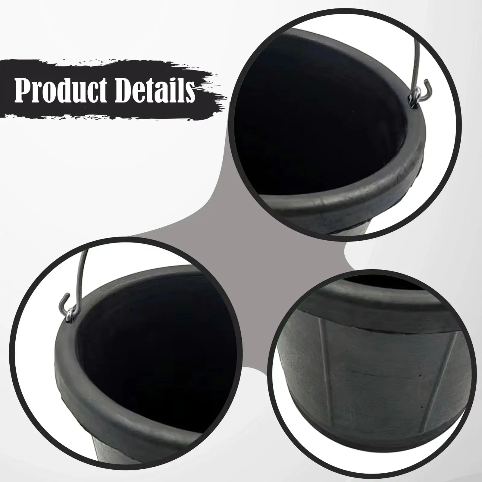 Wear Resistant Rubber Feeding Bucket 8L Easy Carry Handle for Horse Livestock Garden and Work Sites