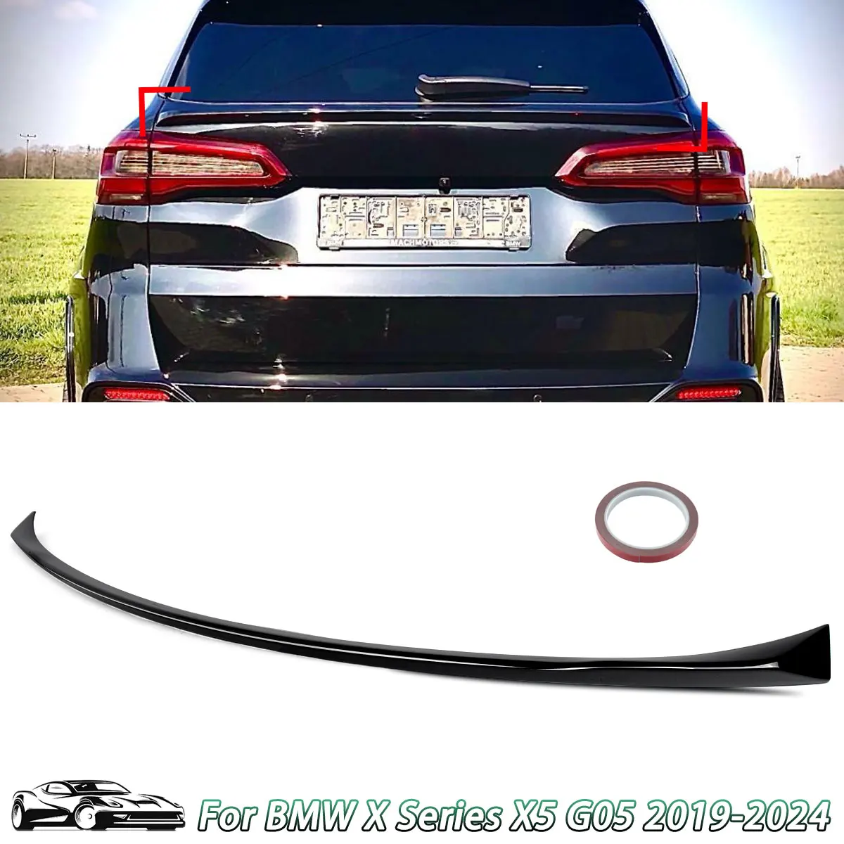 

Gloss Black Rear Middle Spoiler Trunk Wing Lip Fit For BMW X5 G05 SUV 2019-2024