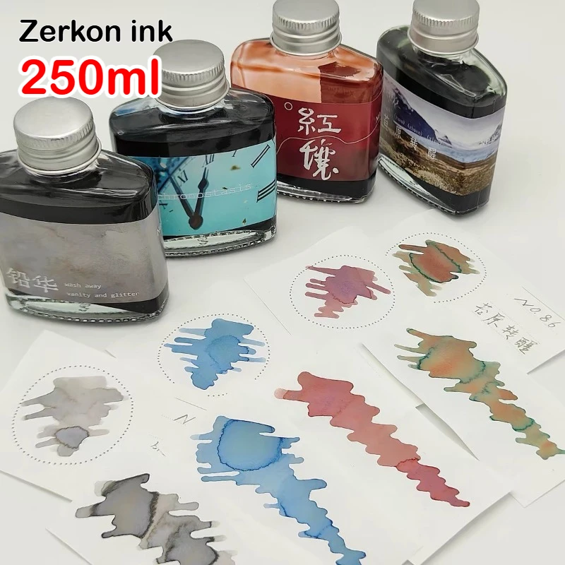 Zerkon ink 250ml 59 Colors Sheen Fountain Pen Ink Gradient Color Ink School Supplies for Hongdian JINHAO Majohn Stationery