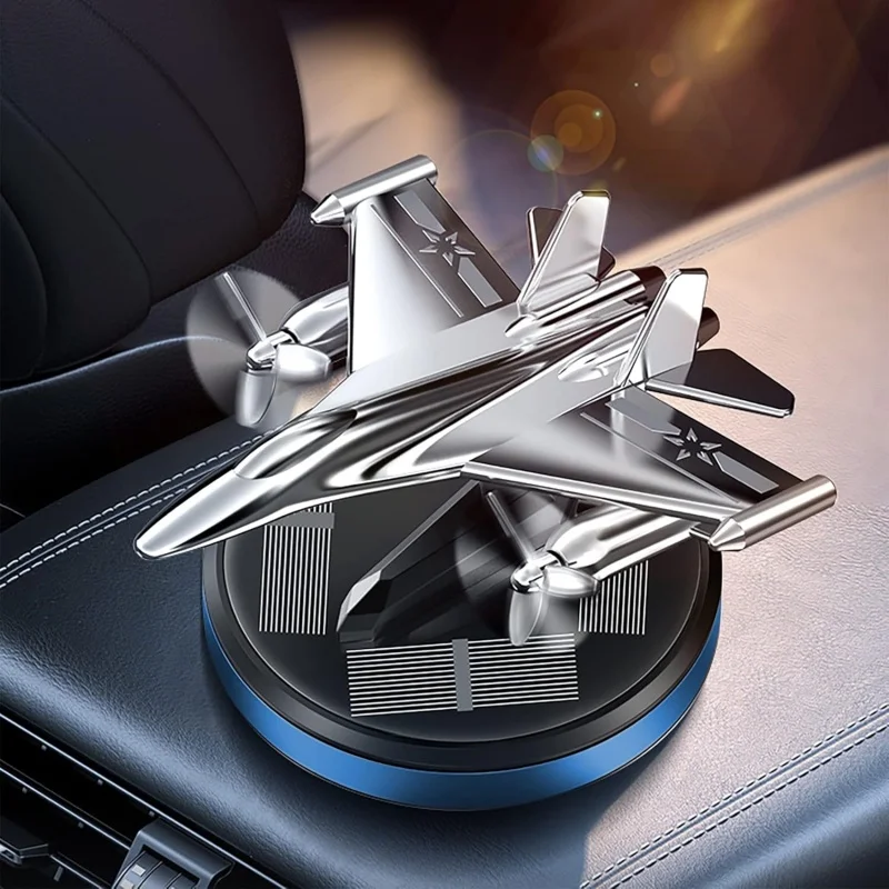 Solar-Powered Rotating Airplane Car Air Freshener Luxury Long Lasting Mild Fragrance Vehicle Dashboard Interior Decor Ornament - view 2