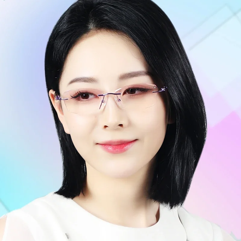Rimless Readers Blue Light Proof Reading Glasses for Women, Anti Glare Filter Lightweight Magnifying  Presbyopia Eyeglasses