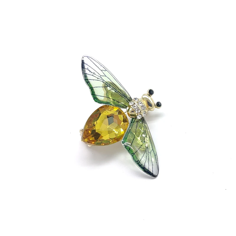 Fashion Crystal Bee Brooch with Pin for Women Colorful Blue Green Wings Rhinestone Insect Brooch Pin Jewelry Gifts