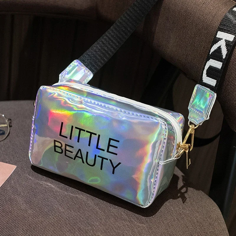 Bolso bandolera a la moda para mujer, bolso pequeño con holograma de diseñador de lujo para teléfono y bolso de hombro tipo bandolera con láser