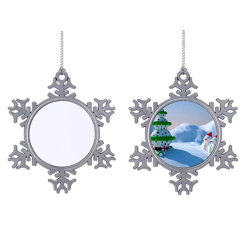 3/1PC Snowflake Photo Frame Metal Christmas Ornament Hanging Decorations Heat Press Ornament for Christmas Party DIY Craft Home