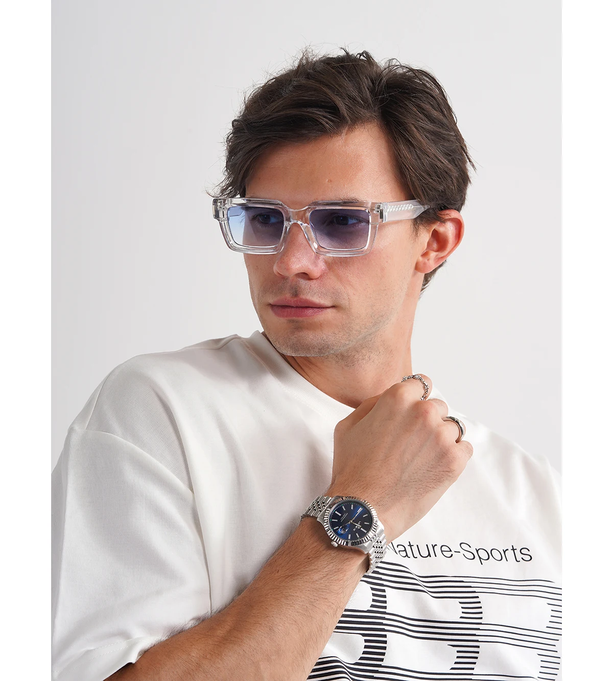 Ruiao 2026 Retro Schwarze Designer-Sonnenbrille Vintage für Damen Luxuriöse Quadratische Rechteckige Herren-UV400-Brille mit Propionat-Einsatz – Detail 5