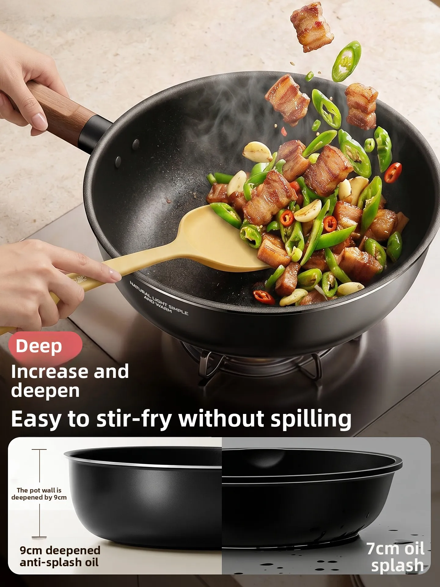 DSA uncoated non-stick pan, flat-bottomed frying pan, special frying pan for household steak, deepening pan