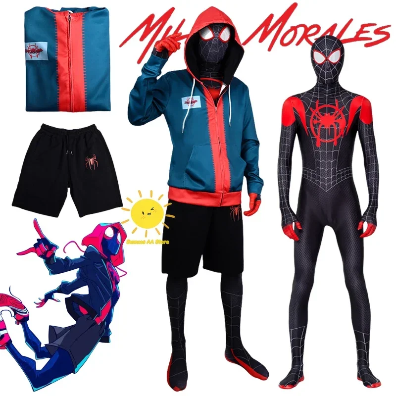 

BEAST KINGDOM Spider Miles Morales Косплей Хэллоуин Куртка Боди Маска Костюм Для Вечеринки Костюмы Spider Miles Фэнтези для Унисеза @ 0Z *