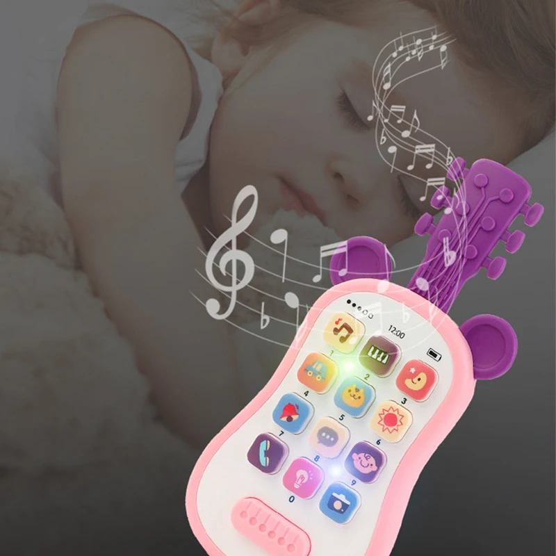 Guitar Phone Toys Baby Music Sound Phones Sleep Toys Analog Phones for Kid Baby Early Education Toys for Children Gifts