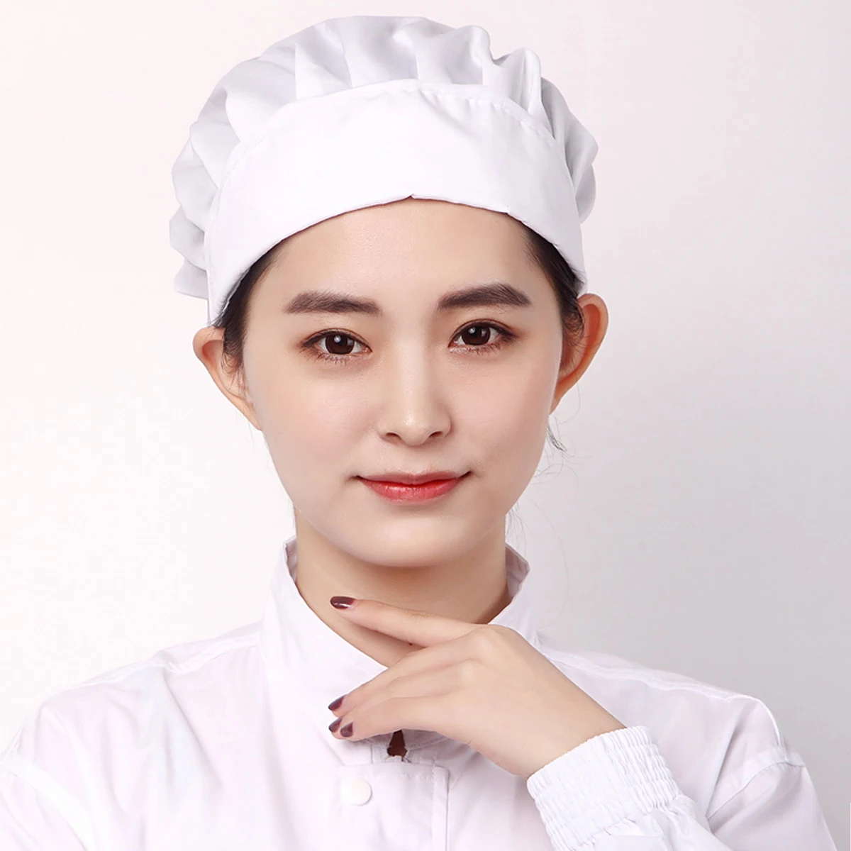 

1pc Adjustable Dust-Proof Chef Hat Premium Cotton Breathable Working Cap For Catering Baking Kitchen Staff White Lightweight