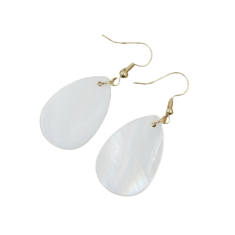 20mmX30mm Natural White Mother of Pearl Shell Teardrop Golden Dangle Hook Earrings Women Earring