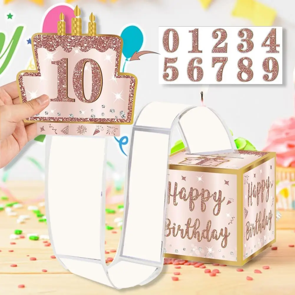 Money Paper Box Rose Golden Surprise Birthday Money Gift Box Kit with Diy Stickers for Women Girls Fun Cash Presentation for Any