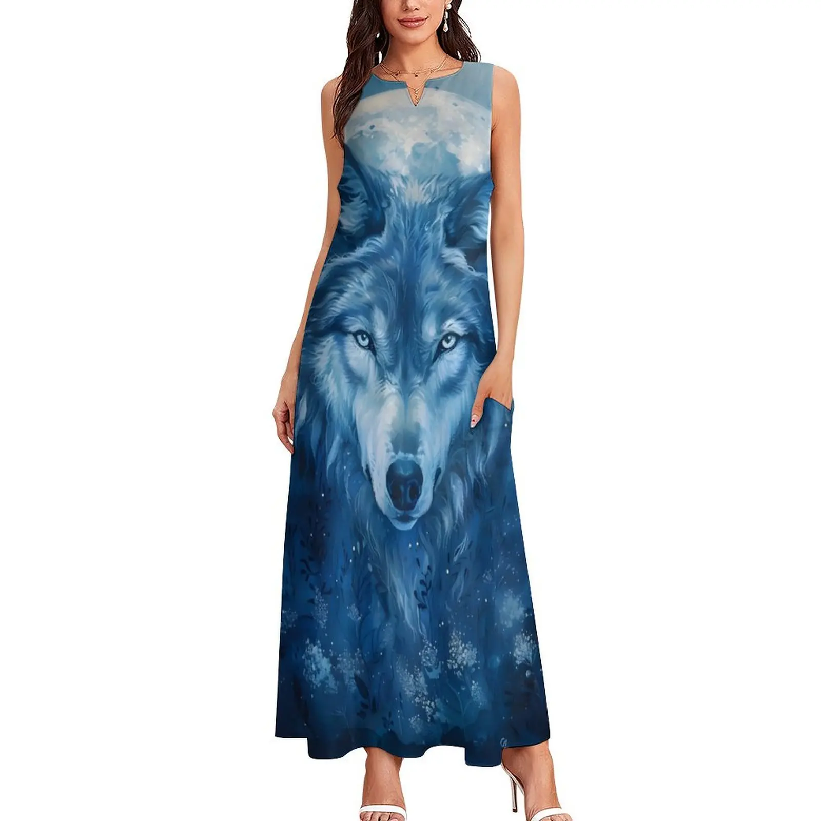 Vestido longo Moonlit Wolf Enchantment para mulheres, vestidos de noiva para mulheres, vestido feminino chique e elegante