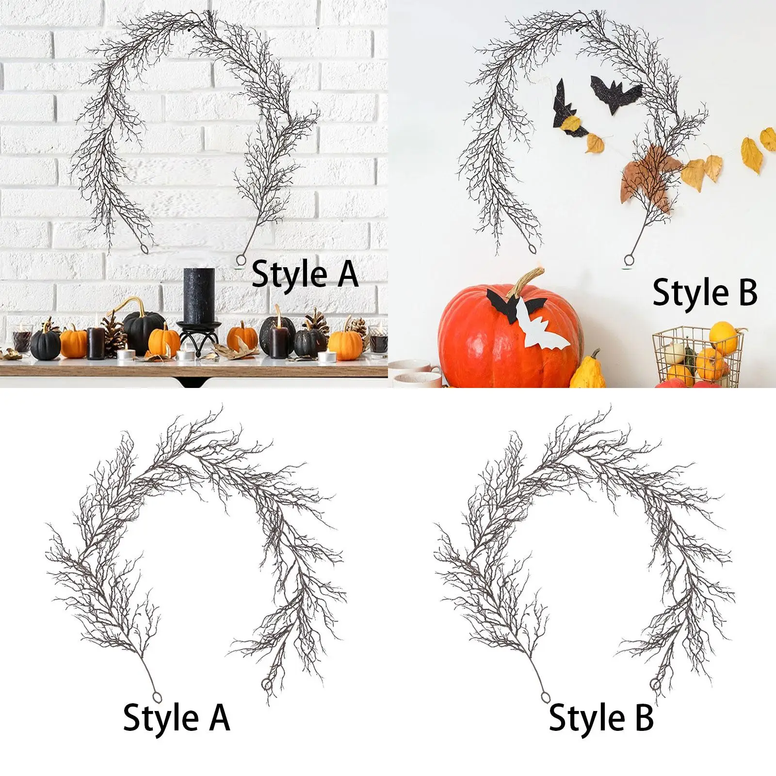 Halloween Branch Garland Ornament Hanging Simulation Tree Branches Halloween Decoration for Fireplace Mantel Railing Fall Stairs