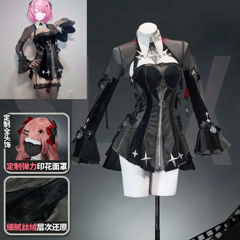 

Ramir Zenless Zone Zero Cosplay Costume Black Lolita Dress Corset Belt Arm Warmers Thigh High Socks For Women Halloween