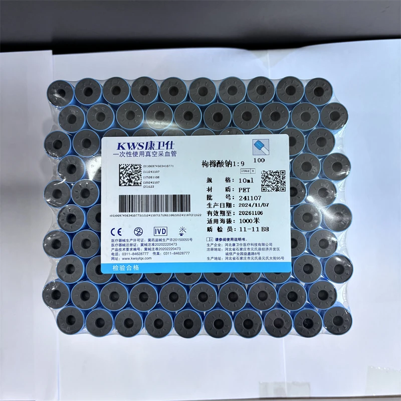 50pcs/lot Disposable Sterile Vacuum Blood Collection Tube Sodium Citrate 1:9 Laboratory Test PRP Tube Plastic Tubes Blue Top