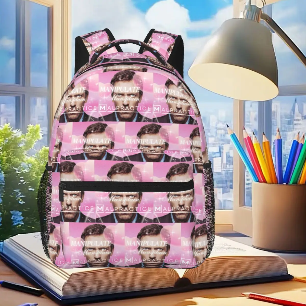 

Manipulate Mansplain Malpractice House MD Backpack Student Boys Girls BookBag School Bag Laptop Shoulder Bags for Men Women