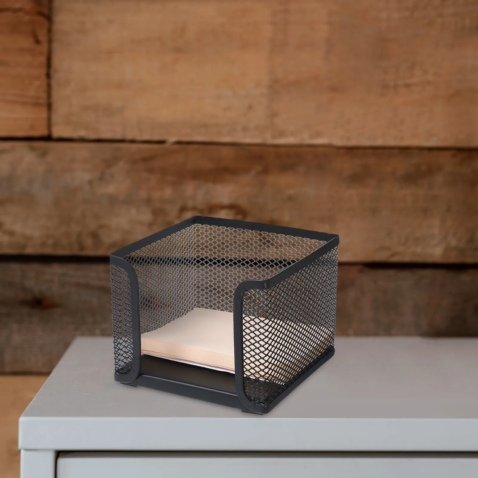 3Pcs Black Iron Mesh Note Organizer Box for Memo Papers Notepad Holder Desktop Office Supplies Large Capacity Clutter Free