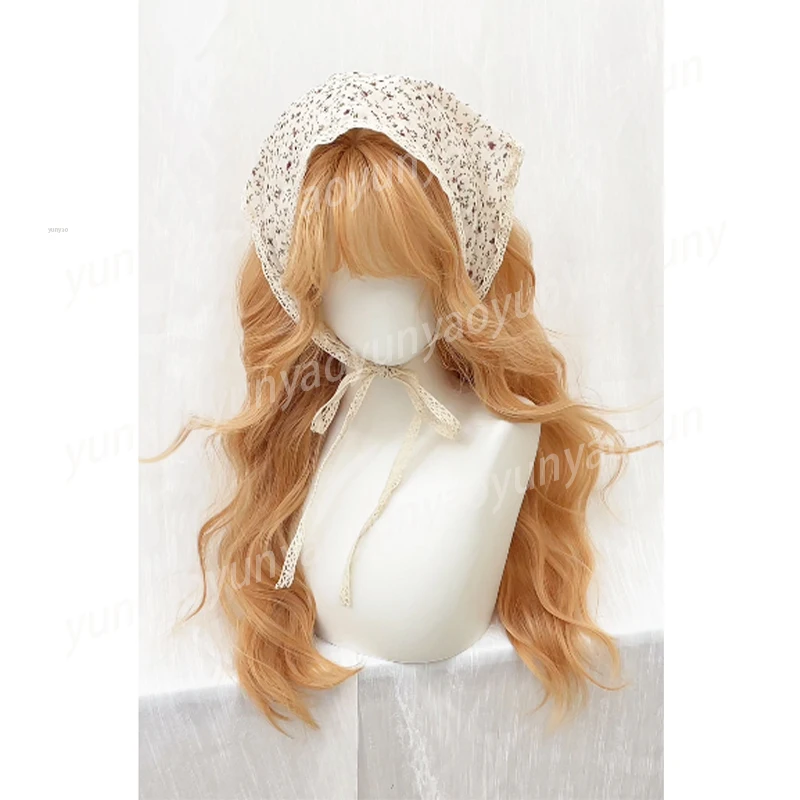 

[Butter Bear] Женский длинный кудрявый парик оранжево-розового цвета в милом стиле, полностью закрывающий голову